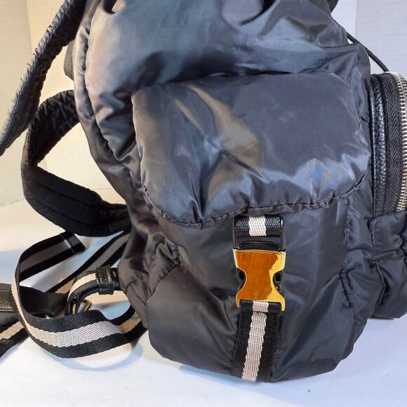 Tommy Bahama Black Nylon Backpack | Gold Hardware | Travel Diaper Bag Purse - Picture 7 of 10